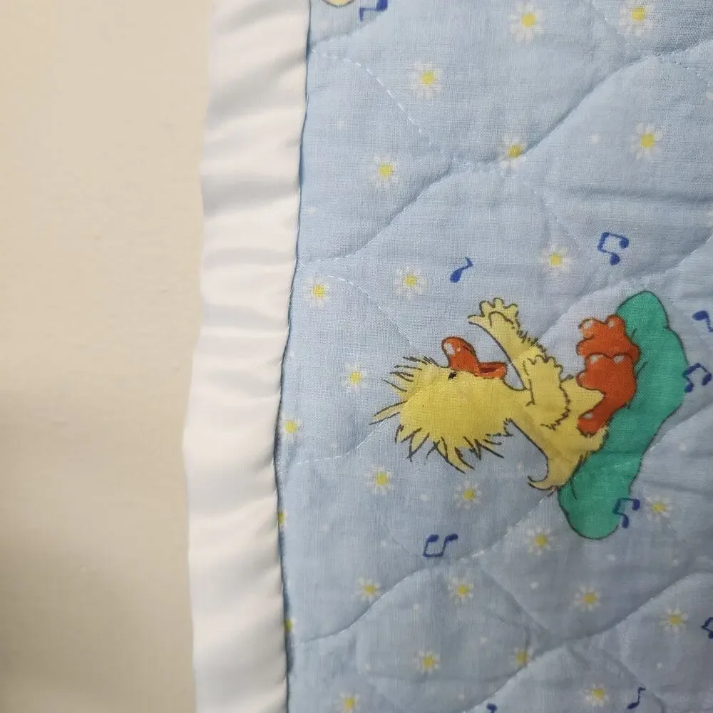 Vintage Little Suzy’s Zoo Baby Quilted Crib Blanket 35X45”- Satin Trim